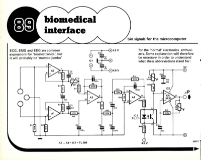 biomedical interface - bio signals for the microcomputer
