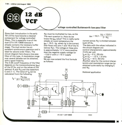 Voltage controlled filter - using the super OTA 13600