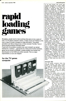 Rapid loading games - for the TV games computer