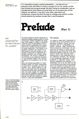 Prelude part 1 - the preamplifier of the Elektor XL system