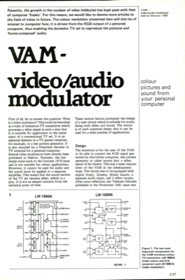 VAM - video/audio modulator - colour pictures and sound from your personal computer