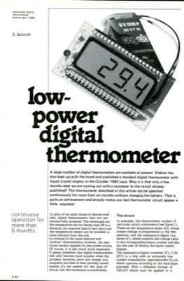 low power digital thermometer - continuous operation for more than 6 months