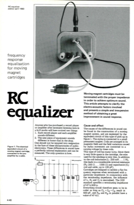 RC equalizer - frequency response equalisation for moving magnet cartridges