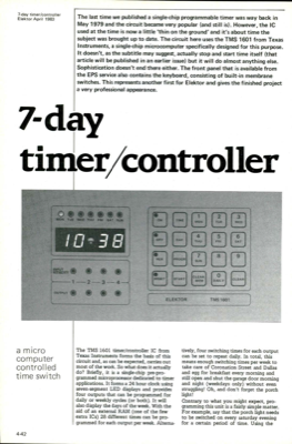 7-day timericontroller - a micro computer controlled time switch