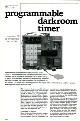 programmable darkroom timer - convenient IC allows simple construction