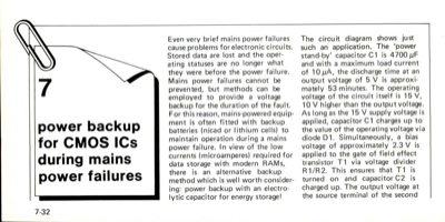 power backup for CMOS ICs during mains power failures