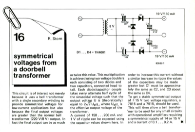 symmetrical voltages from a doorbell transformer