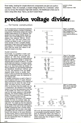 precision voltage divider - for home construction