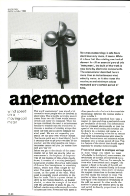 anemometer - wind speed on a moving-coil meter