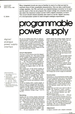programmable power supply - digital/analogue power supply interface