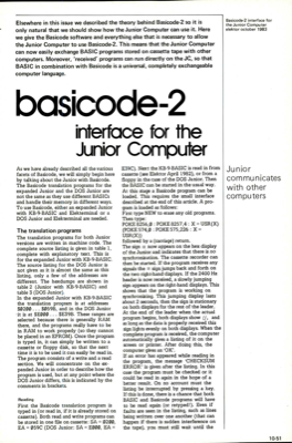 Basicode-2 interface for the Junior Computer - Junior communicates with other computers