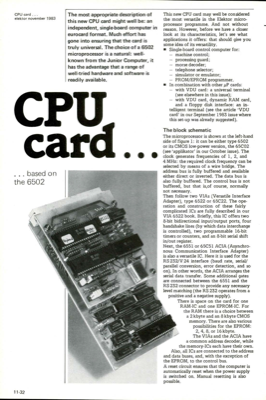 CPU card - based on the 6502