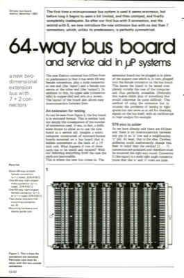 64-way bus board and service aid in uP systems - a new two-dimensional extension bus with 7 + 2 connectors