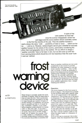 frost warning device - with a memory