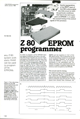 Z80 EPROM programmer - any Z 80 system with static RAV can be used to program 2716 EPROVs