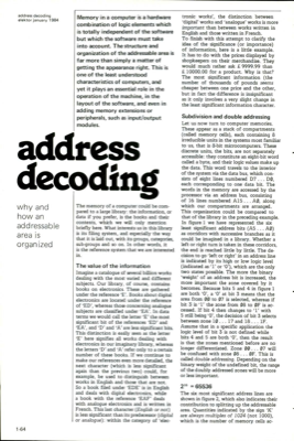 address decoding - why and how an addressable area is organized