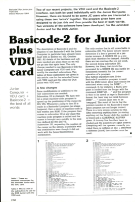Basicode-2 for Junior plus VDU card - Junior Computer + VDU card + Basicode-2 = the best of all worlds