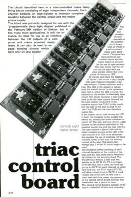 triac control board - controls eight mains lamps