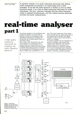 real-time analyser (part 1) - a high quality measuring instrument for analysing the audio frequency spectrum