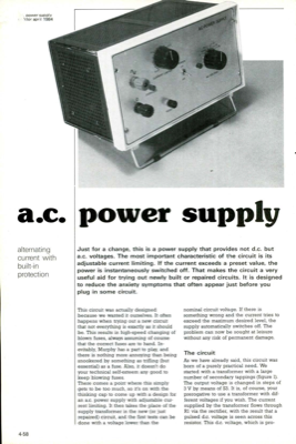 variable a.c. power supply - alternating current with built-in protection