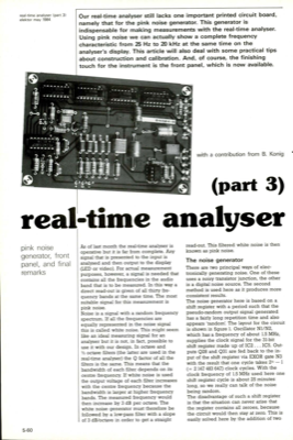 real-time analyser (part 3) - pink noise generator, front panel, and final remarks