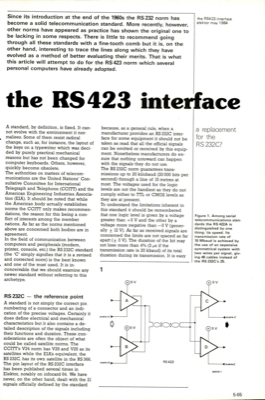 RS423 interface - a replacement for the RS 232C?