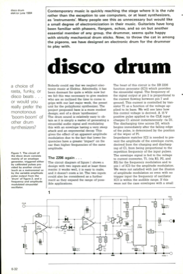 disco drum - a choice of rasta, funky, or disco beats . . . or would you really prefer the monotonous 'boom-boom' of other drum synthesizers?