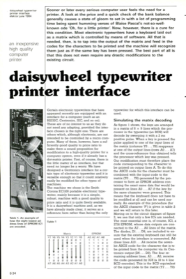 daisywheel typewriter printer interface - an inexpensive high quality computer printer