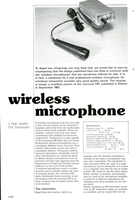 wireless microphone - a high quality FM transmitter