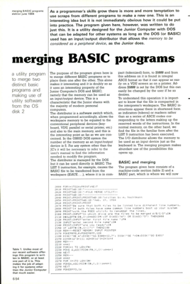 merging BASIC programs - a utility program to merge two distinct basic programs and making use of utility software from the OS disk 2