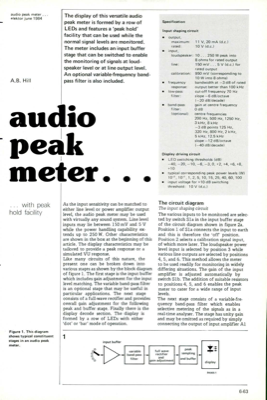 versatile audio peak meter - with peak hold facility