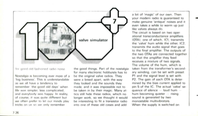 valve simulator - for good old fashioned radio noise