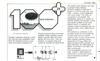 level indicator - or cassette interface