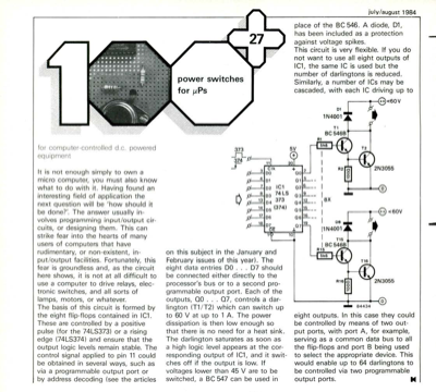 power switches for uPs - for computer-controlled d.c. powered equipment