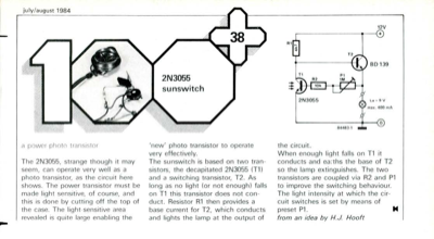 2N3055 sun switch - a power-photo transistor