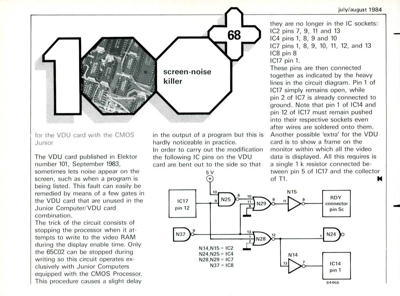 screen-noise killer - for the VDU card with the CMOS Junior