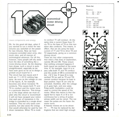 economical motor driving circuit - saves components and energy