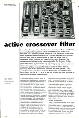 active crossover filter - for active loudspeaker systems