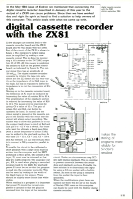 digital cassette recorder with the ZX81 - makes the storing of programs more reliable for Sinclair's smallest