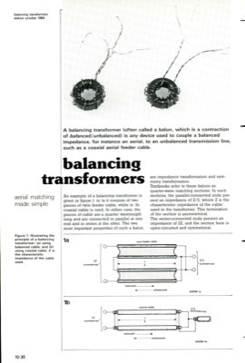 balancing transformers - aerial matching made simple