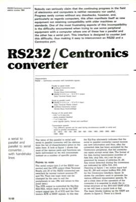 RS232/Centronics converter - a serial to parallel and parallel to serial converter with handshake lines