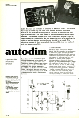 autodim - a pre-settable automatic dimmer