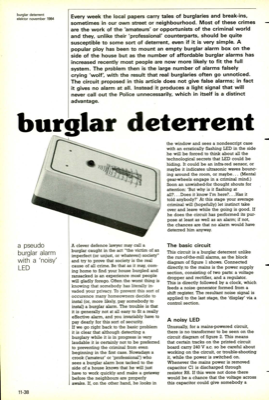 burglar deterrent - a pseudo burglar alarm with a 'noisy' LED