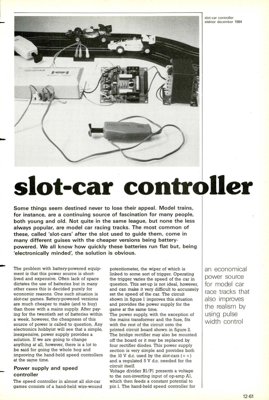 slot-car controller - an economical power source for model car race tracks that also improves the realism by using pulse width control