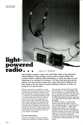 light powered radio - saves on batteries