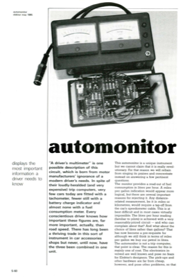 automonitor - displays the most important information a driver needs to know