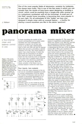 panorama mixer - a four-channel mixer and balance control in one