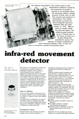 infra-red movement detector - for use in intruder alarms