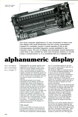 alphanumeric display - one complete line controlled by a single IC