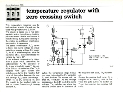 temperature regulator with zero crossing switch
